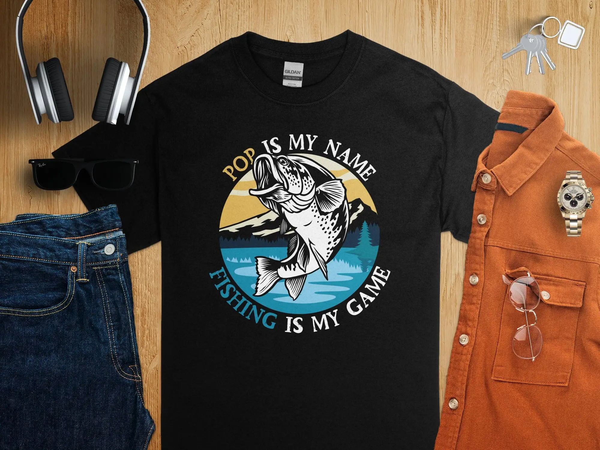 Outdoor Adventure Names - Maglietta per appassionati di pesca Pop